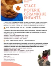 Stage poterie céramique enfants, 24 avril ( 6-16 ANS)