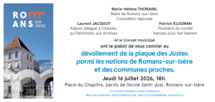 Dévoilement de la plaque des Justes parmi les nations